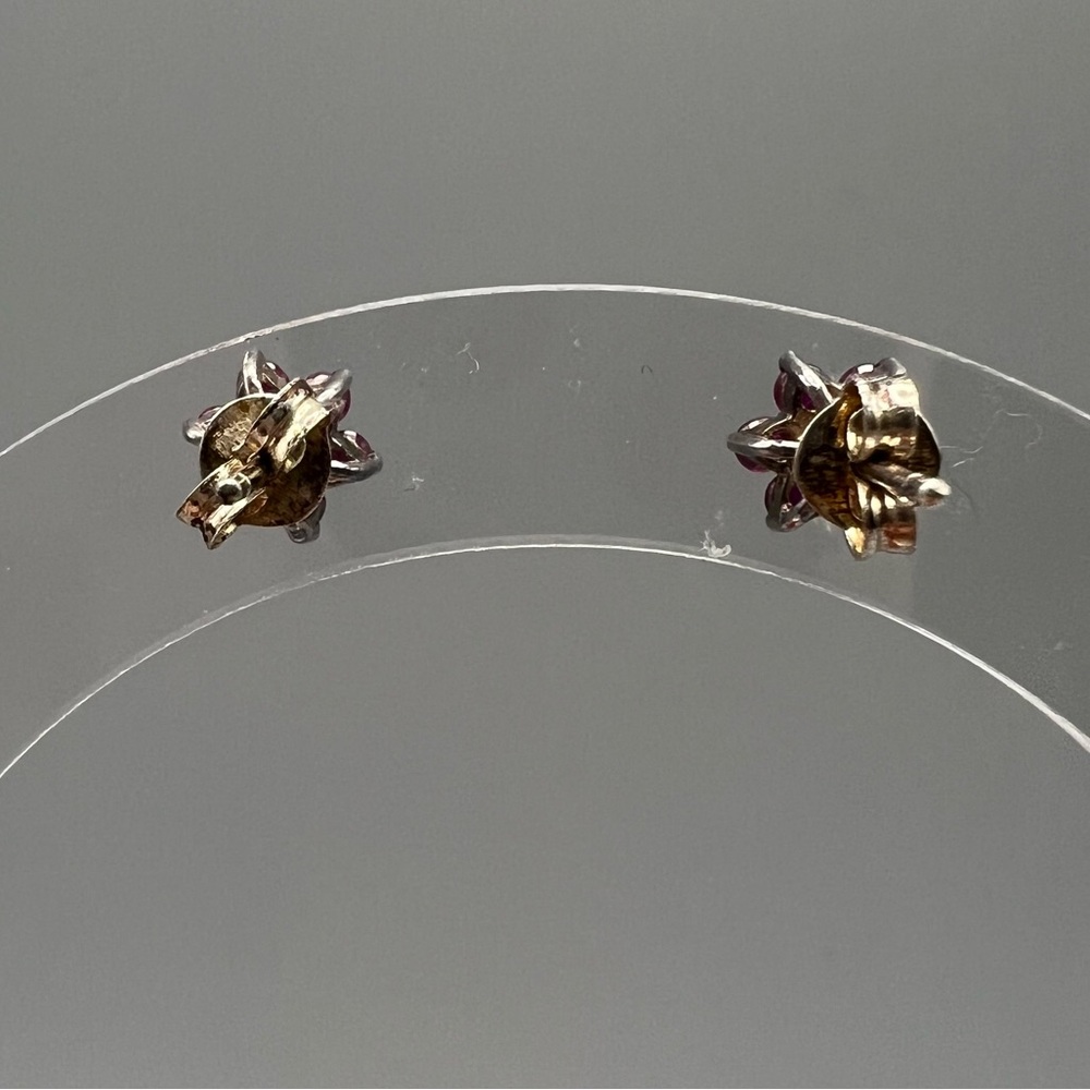 Ruby And Sterling Flower Stud Earrings - image 6